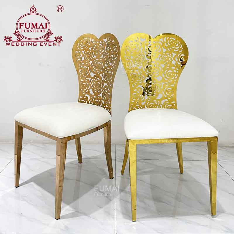 Custom dining chair rose flower pattern back - Fumai