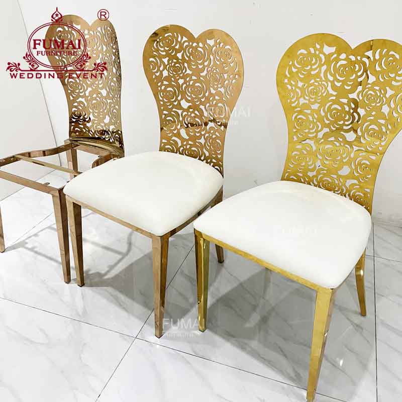 Custom dining chair rose flower pattern back - Fumai