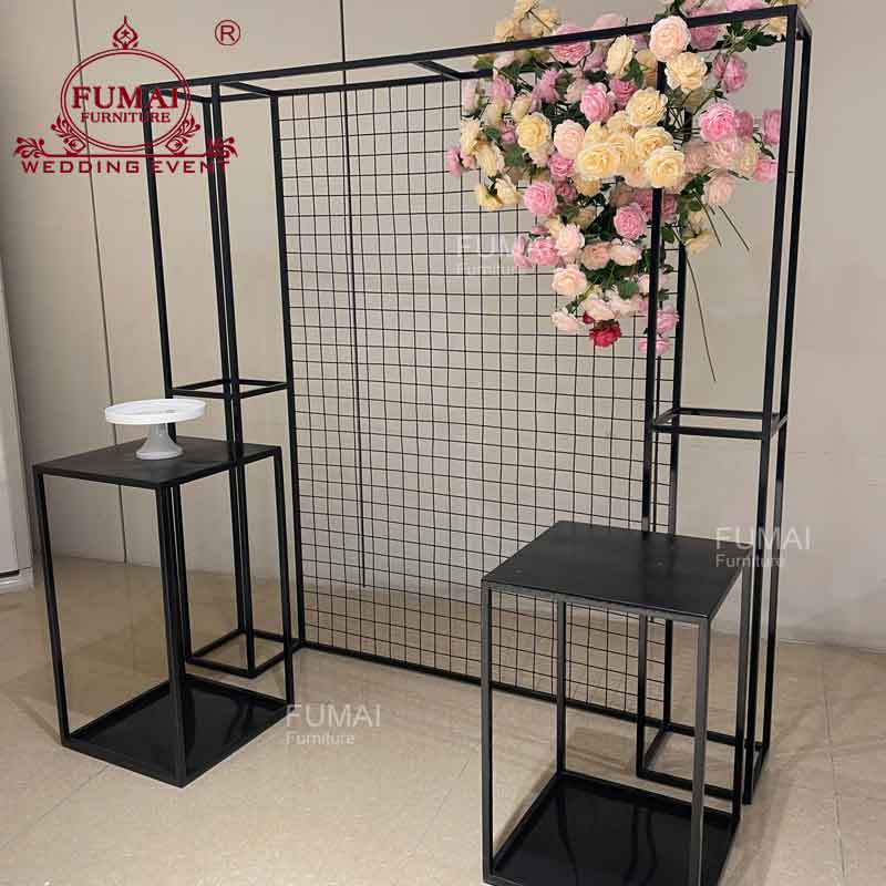 Black wedding backdrop grid stand backgroundFumai