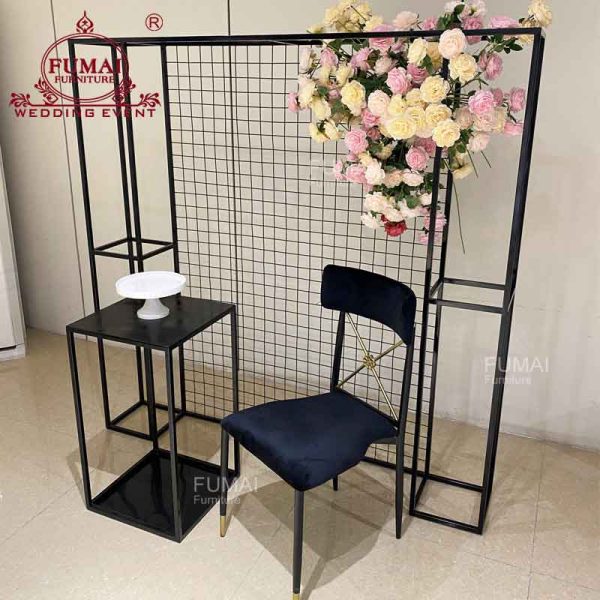 Black wedding backdrop grid stand backgroundFumai