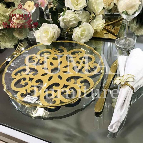Gold placemats with fancy pattern for weddings Fumai