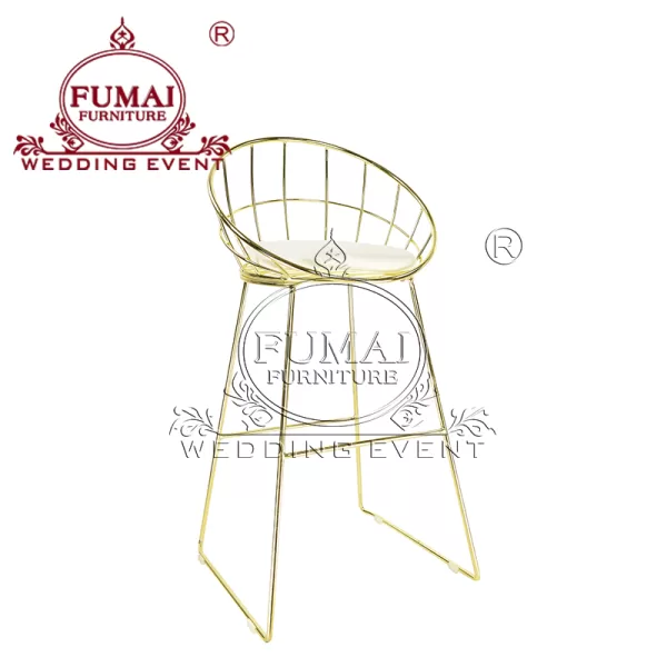 Gold Wire Bar Stool with Removable CushionFumai Furniture