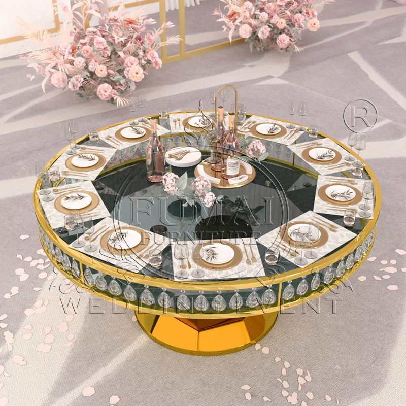 10 people dining table with beautiful crystal-Fumai