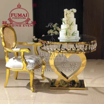 Gold wedding dessert table