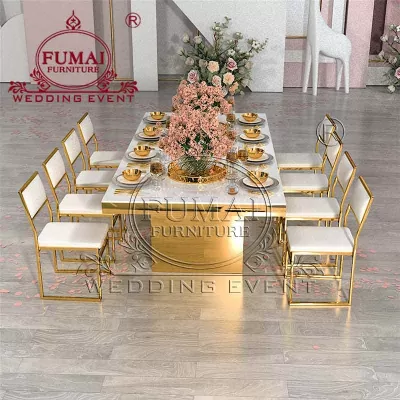 White Rectangular Banquet Table